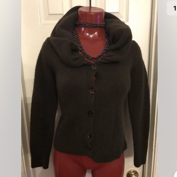 Sarah Spencer Cardigan Sweater Womens- Size S -Lambswool/Rabbit Hair Blend Brown - Picture 1 of 10